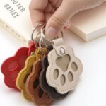 Leather Memorial Pet Hair Storage Bag Cat Paw Keychain Handmade Homemade Pet Memorial Keychain - Image 6