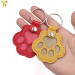 Leather Memorial Pet Hair Storage Bag Cat Paw Keychain Handmade Homemade Pet Memorial Keychain - Image 2