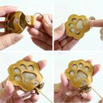 Leather Memorial Pet Hair Storage Bag Cat Paw Keychain Handmade Homemade Pet Memorial Keychain - Image 3