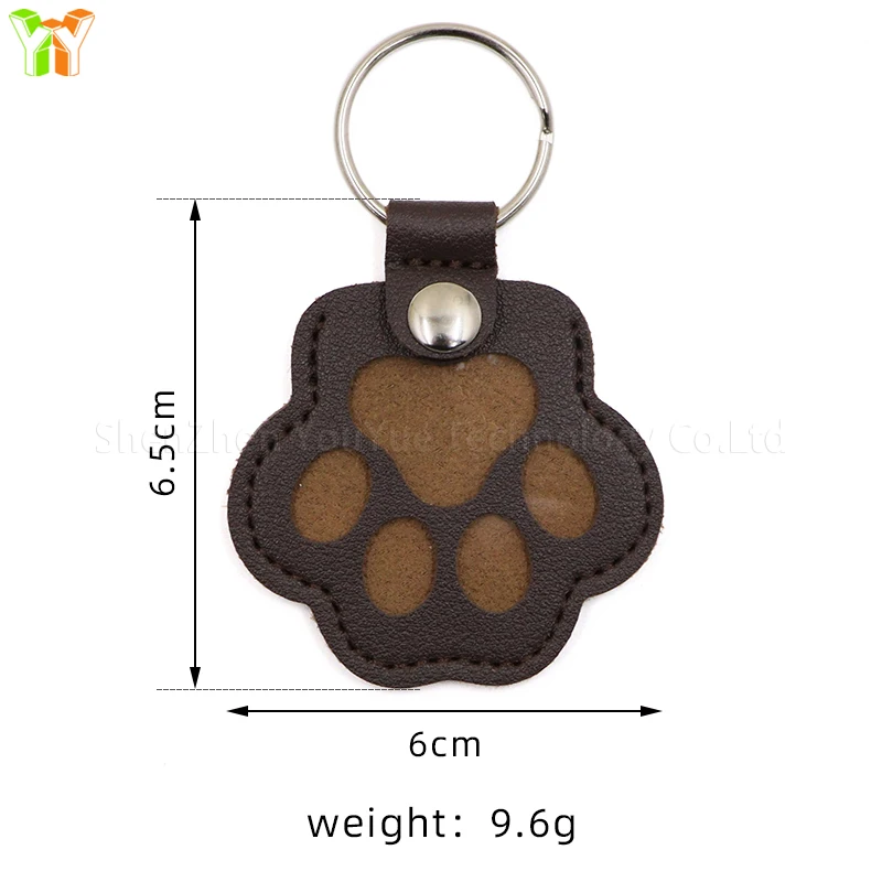 Leather Memorial Pet Hair Storage Bag Cat Paw Keychain Handmade Homemade Pet Memorial Keychain