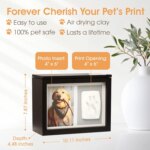 Pet Memorial Box & Paw Print Kit - Keepsake Urn for Pets, Stores Ashes, Collar, Toys. Includes Clay, Black. - Image 3