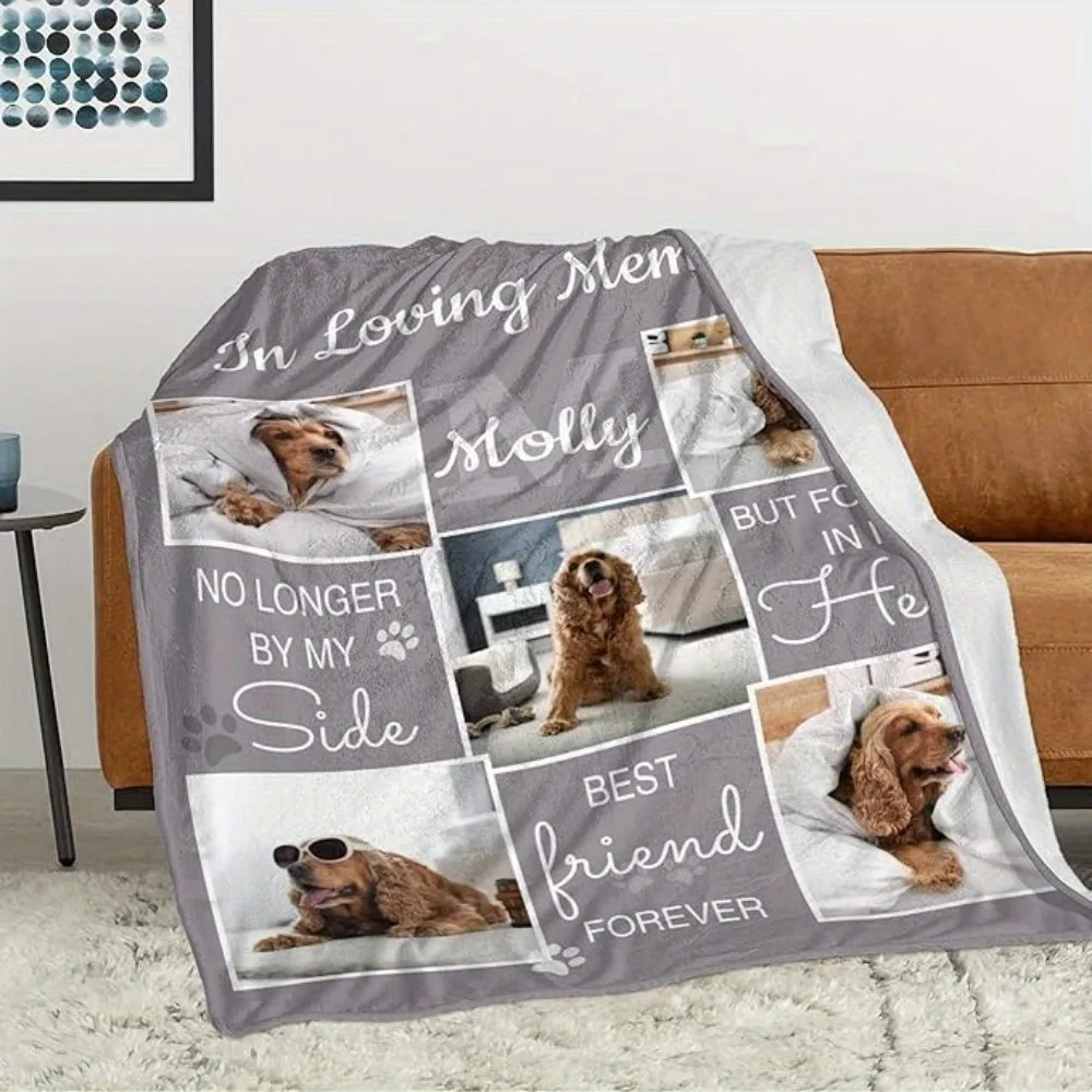1 Customizable Pet Photo Commemorative Blanket, Dog Blanket, Pet Lost Gift with Photo, Pet Commemorative Sign, Eternal Memories