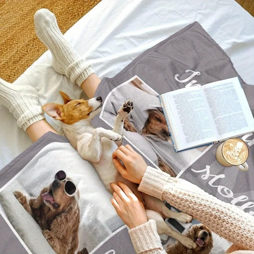 1 Customizable Pet Photo Commemorative Blanket, Dog Blanket, Pet Lost Gift with Photo, Pet Commemorative Sign, Eternal Memories