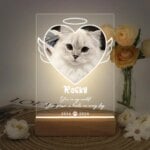 Personalized Pet Memorial Night Light Custom LED Photo Frame with Name Date Acrylic Wooden Stand for Loss Dog Cat Home Decor - Image 4