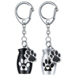 Pet Paw Print Cremation Pendant Ashes Holder Keepsake Cat Dog Memorial Urn Keychains Aluminum Alloy Pet Souvenir