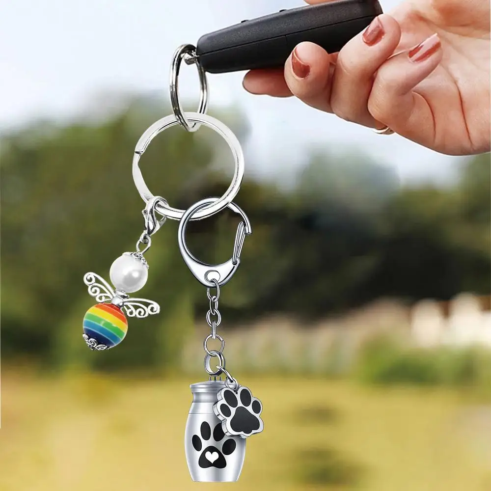 Pet Paw Print Cremation Pendant Ashes Holder Keepsake Cat Dog Memorial Urn Keychains Aluminum Alloy Pet Souvenir Pet Paw Print Cremation Pendant Ashes Holder Keepsake Cat Dog Memorial Urn Keychains Aluminum Alloy Pet Souvenir