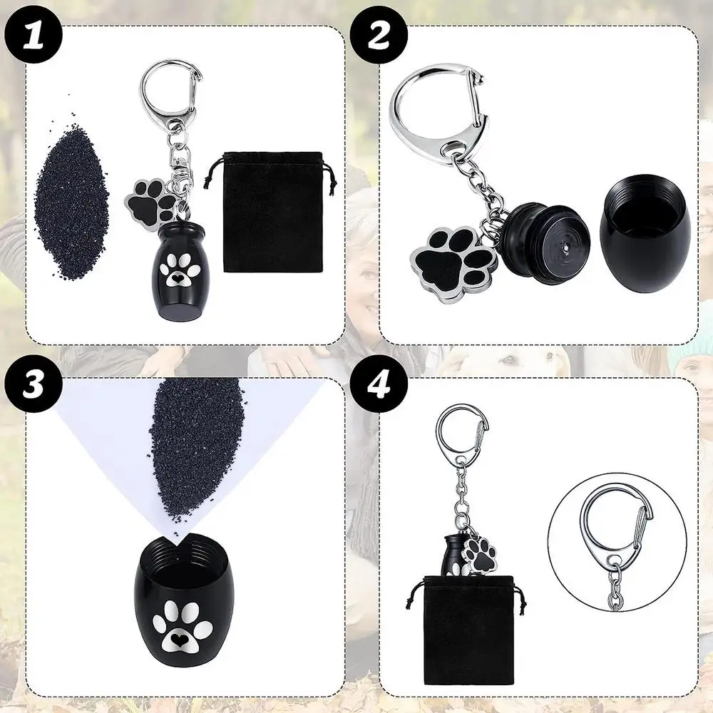 Pet Paw Print Cremation Pendant Ashes Holder Keepsake Cat Dog Memorial Urn Keychains Aluminum Alloy Pet Souvenir Pet Paw Print Cremation Pendant Ashes Holder Keepsake Cat Dog Memorial Urn Keychains Aluminum Alloy Pet Souvenir