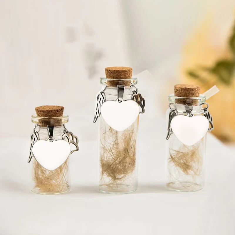 Pet Memorial Bottle For Pet Hair Dogs Cats Fur Keepsake Bottle Storage With 3 Silver Accessories Pet Memorial Urn Container