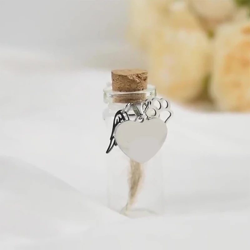 Pet Memorial Bottle For Pet Hair Dogs Cats Fur Keepsake Bottle Storage With 3 Silver Accessories Pet Memorial Urn Container