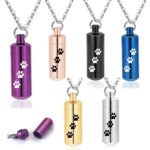 Pet Paws Ashes Jewelry Cremation Urn Memorial Pendant Necklace Aluminum Alloy Cylinder Ashes Jewelry for Ashes Women Men