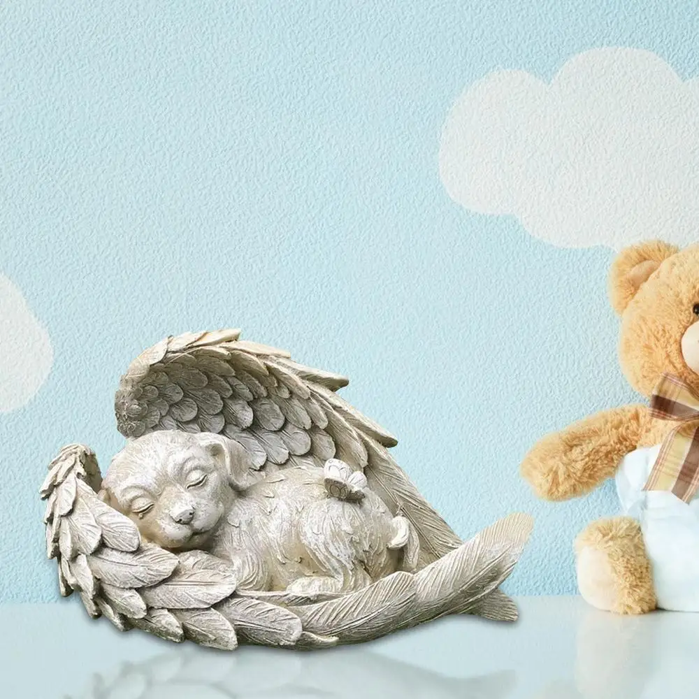 Mini Pet Memorial Tombstone Resin Angel Dog & Cat Pet Monument Garden Decoration Angel Cat And Dog Pet Memorial Craft Decoration