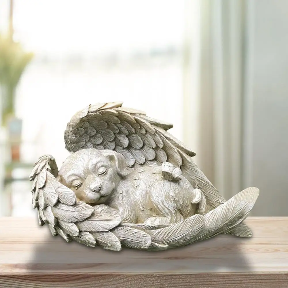 Mini Pet Memorial Tombstone Resin Angel Dog & Cat Pet Monument Garden Decoration Angel Cat And Dog Pet Memorial Craft Decoration