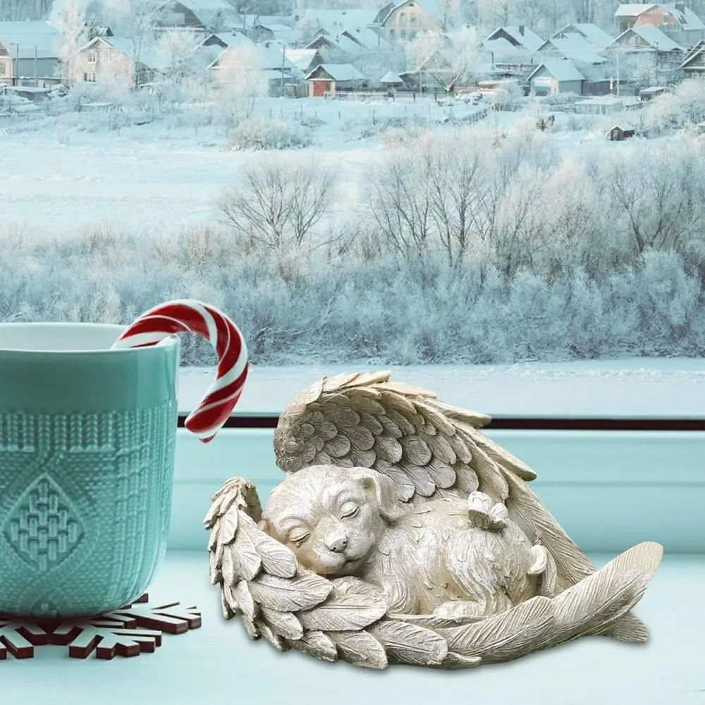 Mini Pet Memorial Tombstone Resin Angel Dog & Cat Pet Monument Garden Decoration Angel Cat And Dog Pet Memorial Craft Decoration