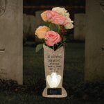 Solar LED Grave Vase Memorial Tombstone Decoration for Fresh or Artificial Flowers