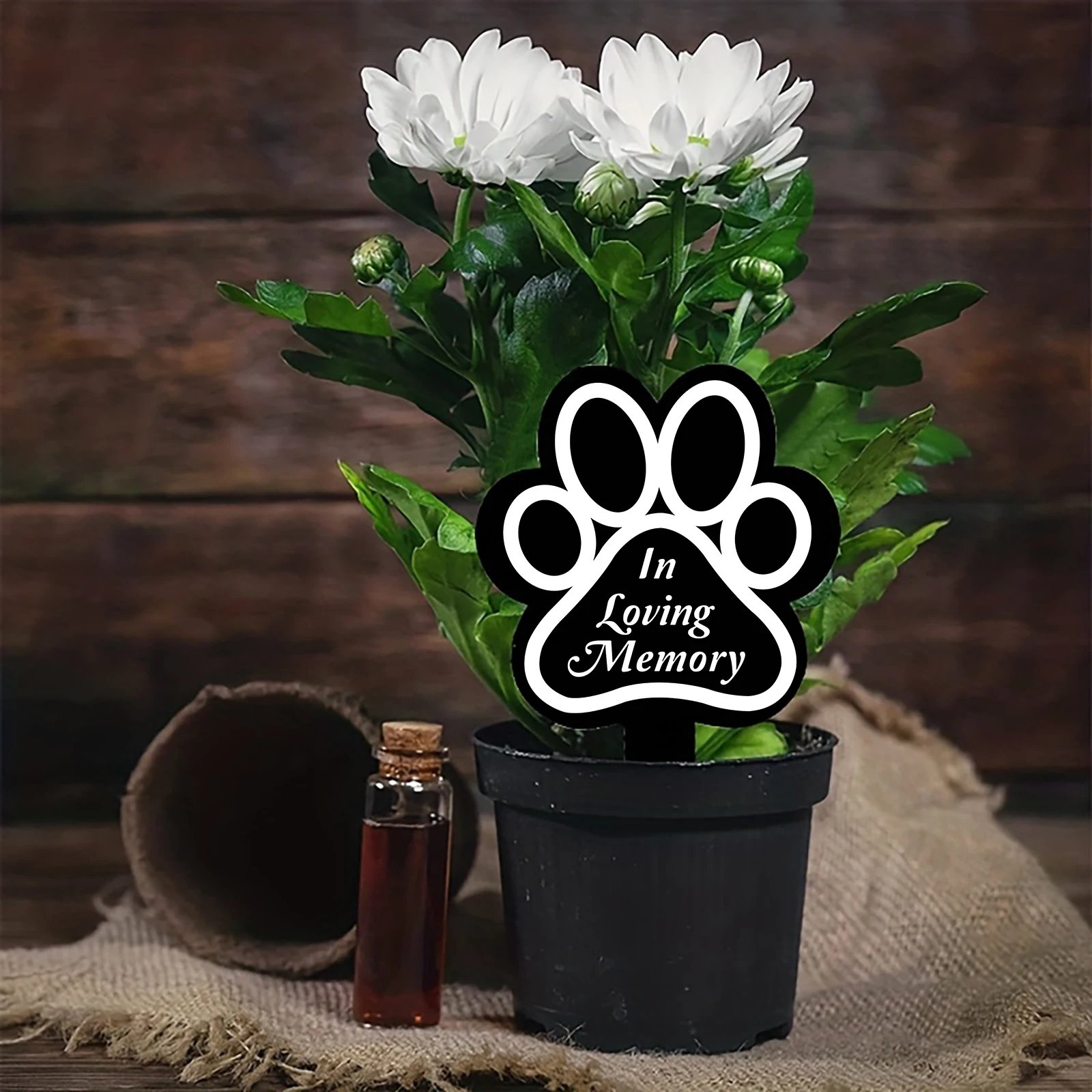 1pc Dog Memorial Plaque: Pet Loss Gift, Waterproof Acrylic Dog Grave Marker, Black Sympathy Garden Stake, Dog Paw Print