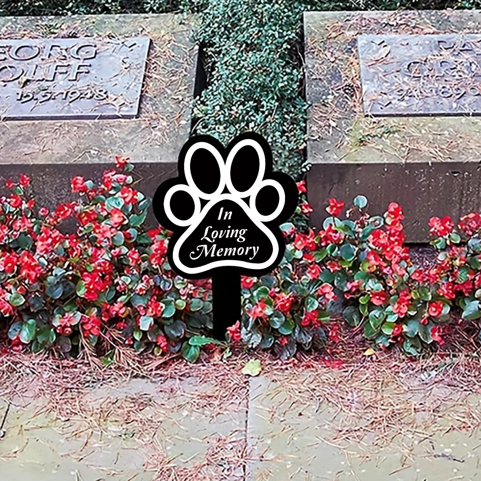 1pc Dog Memorial Plaque: Pet Loss Gift, Waterproof Acrylic Dog Grave Marker, Black Sympathy Garden Stake, Dog Paw Print