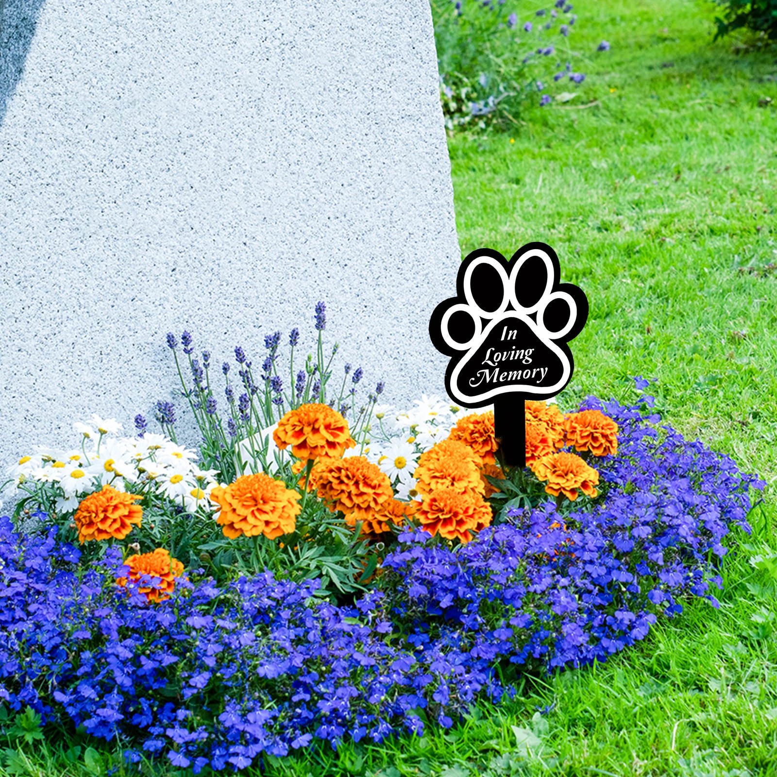 1pc Dog Memorial Plaque: Pet Loss Gift, Waterproof Acrylic Dog Grave Marker, Black Sympathy Garden Stake, Dog Paw Print