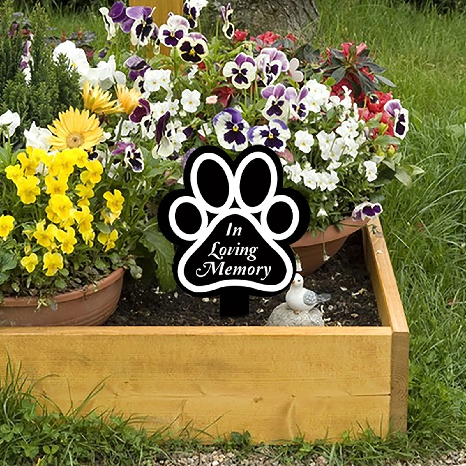 1pc Dog Memorial Plaque: Pet Loss Gift, Waterproof Acrylic Dog Grave Marker, Black Sympathy Garden Stake, Dog Paw Print