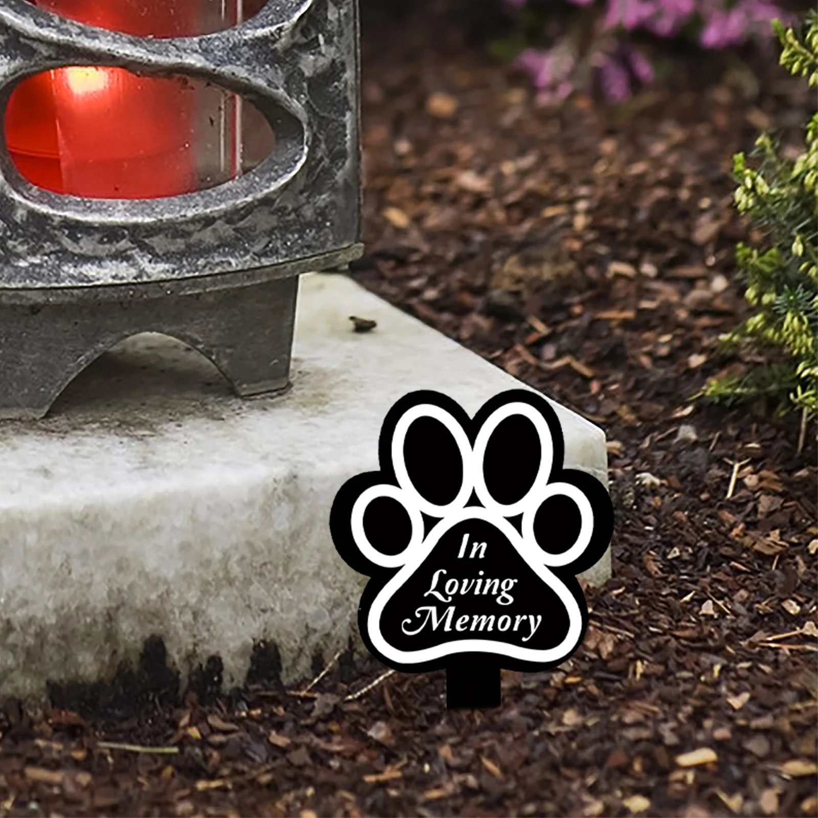 1pc Dog Memorial Plaque: Pet Loss Gift, Waterproof Acrylic Dog Grave Marker, Black Sympathy Garden Stake, Dog Paw Print