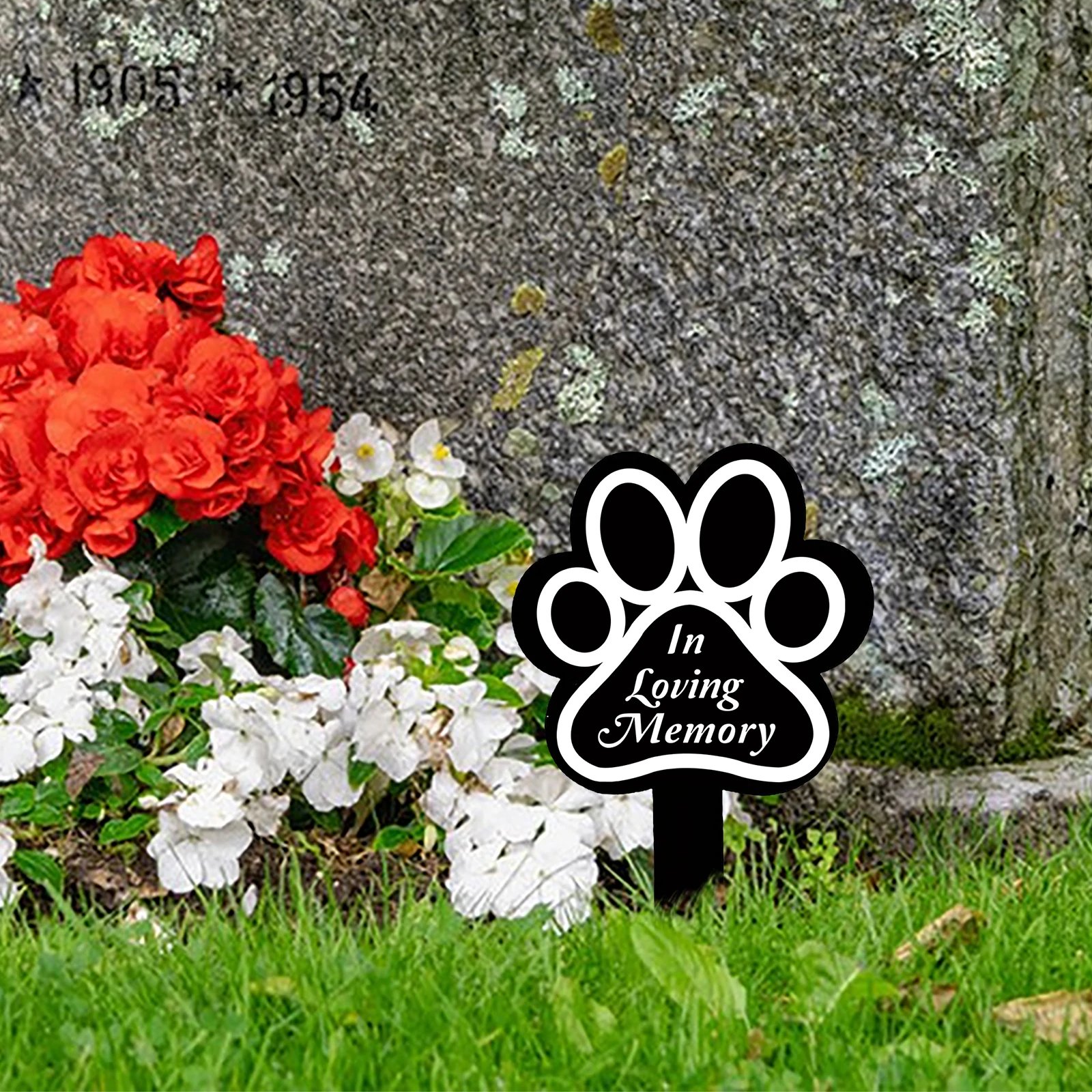 1pc Dog Memorial Plaque: Pet Loss Gift, Waterproof Acrylic Dog Grave Marker, Black Sympathy Garden Stake, Dog Paw Print
