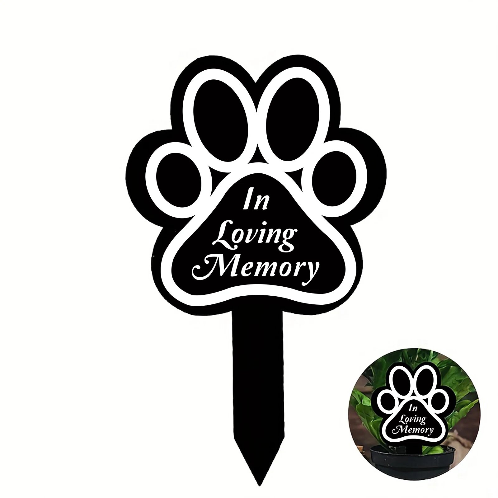 1pc Dog Memorial Plaque: Pet Loss Gift, Waterproof Acrylic Dog Grave Marker, Black Sympathy Garden Stake, Dog Paw Print