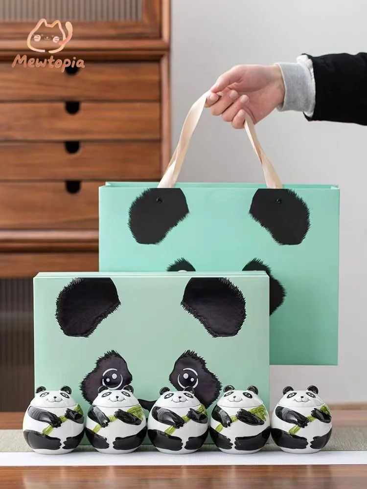 Panda Ceramic Cat and Dog Urn Pet Funeral Cremation Ashes Canister Memorial Box High Quality Small Animal Coffin