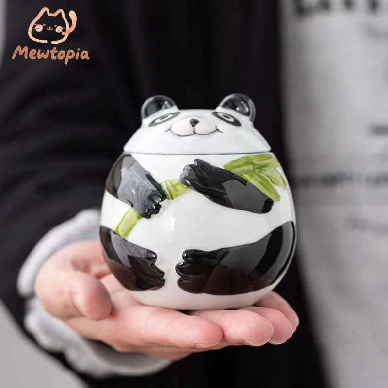 Panda Ceramic Cat and Dog Urn Pet Funeral Cremation Ashes Canister Memorial Box High Quality Small Animal Coffin