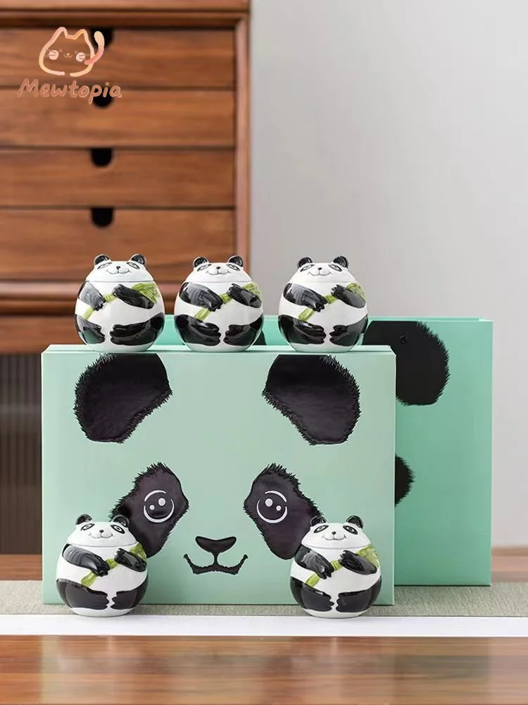 Panda Ceramic Cat and Dog Urn Pet Funeral Cremation Ashes Canister Memorial Box High Quality Small Animal Coffin