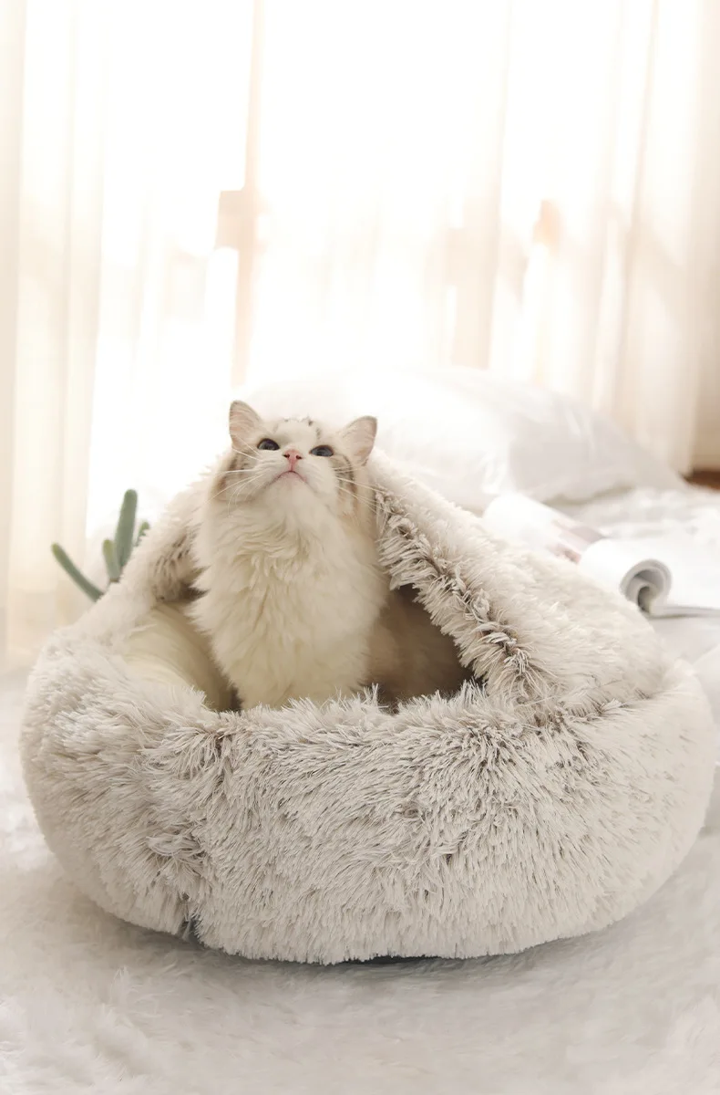 Autumn and Winter soft plush pet bed and pet bed Winter warm and cold plush comforter nest Shell cat nest semi-enclosed cat nest Autumn and Winter soft plush pet bed and pet bed Winter warm and cold plush comforter nest Shell cat nest semi-enclosed cat nest