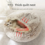 Autumn and Winter soft plush pet bed and pet bed Winter warm and cold plush comforter nest Shell cat nest semi-enclosed cat nest - Image 5