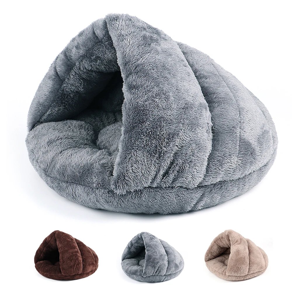 4134-70csxj.jpg Soft Cat Bed Winter Warm Plush Pet Puupy Kitten Nest Kennel Deep Sleep Cats Cave House For Cats Small Dogs Products - Image 1