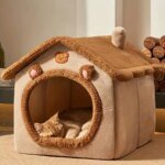 Foldable Pet House Removable Washable Cat House Puppy Cave Sofa Pet Bed House for Extra Small Dogs and Small Medium Cats Winter
