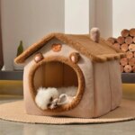 Foldable Pet House Removable Washable Cat House Puppy Cave Sofa Pet Bed House for Extra Small Dogs and Small Medium Cats Winter - Image 4