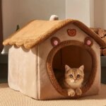 Foldable Pet House Removable Washable Cat House Puppy Cave Sofa Pet Bed House for Extra Small Dogs and Small Medium Cats Winter - Image 5