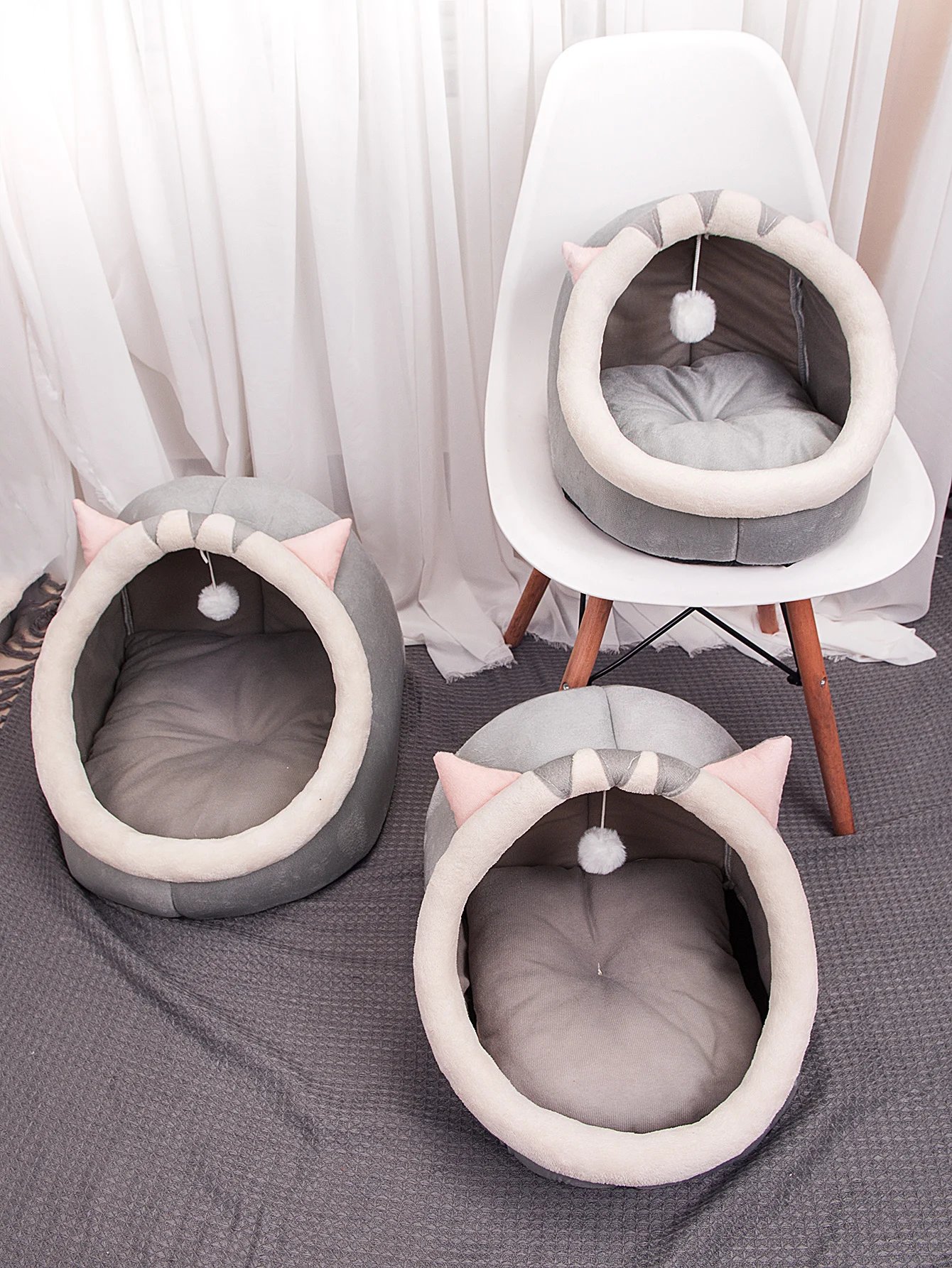 1PC Warm Winter Four Seasons Universal Semi-Closed Cute Comfortable Cat Nest Bed Warm Pet Nest