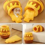 Cat Bed Warm Comfortable Kennel Nest Pet Cat Bed Soft Removable Cushion Nonslip Bottom Cartoon Washable House Honey Pot Cave - Image 3
