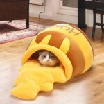 Cat Bed Warm Comfortable Kennel Nest Pet Cat Bed Soft Removable Cushion Nonslip Bottom Cartoon Washable House Honey Pot Cave - Image 2
