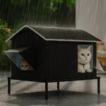 Elevated Pet House-Bed Moisture-Proof Design Cat House Weatherproof for Indoor or Outdoor Use Fits Small or Medium Pets - Image 2