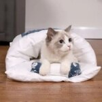 Kawaii Removable Cats Bed House Home Supplies Products for Adult Cats Large Pet Dog Bed Cat's House Cave Comfortable  Food Cute - Image 4
