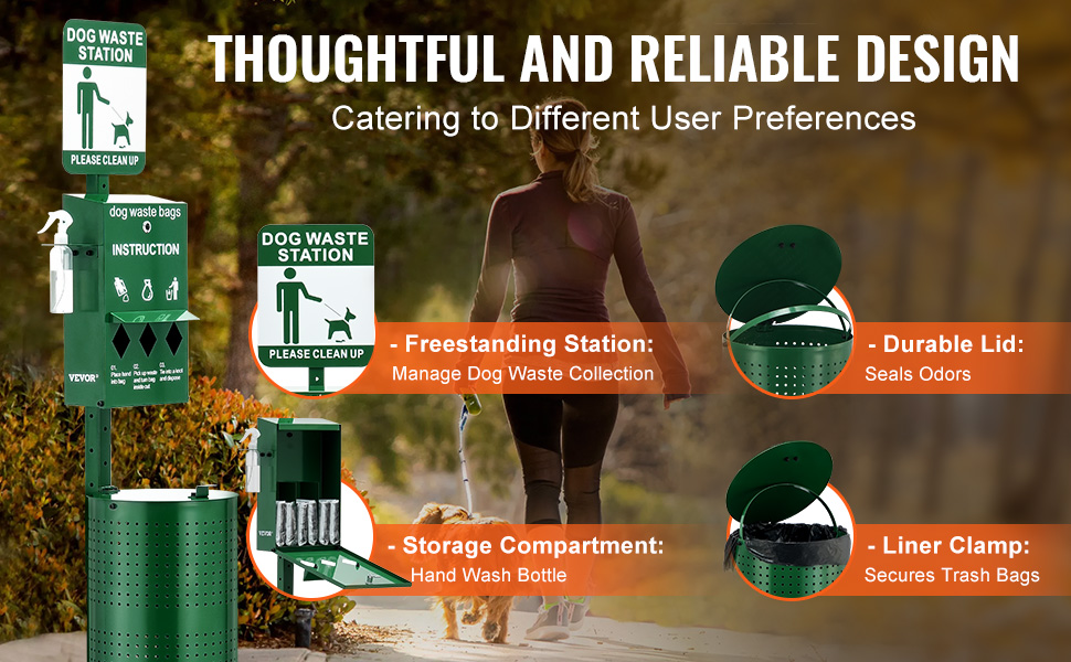 SucceBuy Dog Waste Station with Hand Wash Bottle Commercial Dog Poop Station Bag Dispenser Dog Waste Disposal System for Outdoor