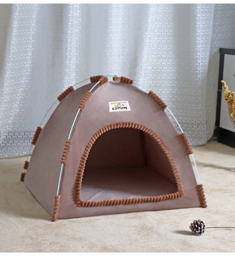 Pet Tent Bed Removable Cat Sofa Basket Canvas Semi-enclosed Cat House Dog Cave Hut Cat Sleeping Bed for Room Decor Pet Supplies