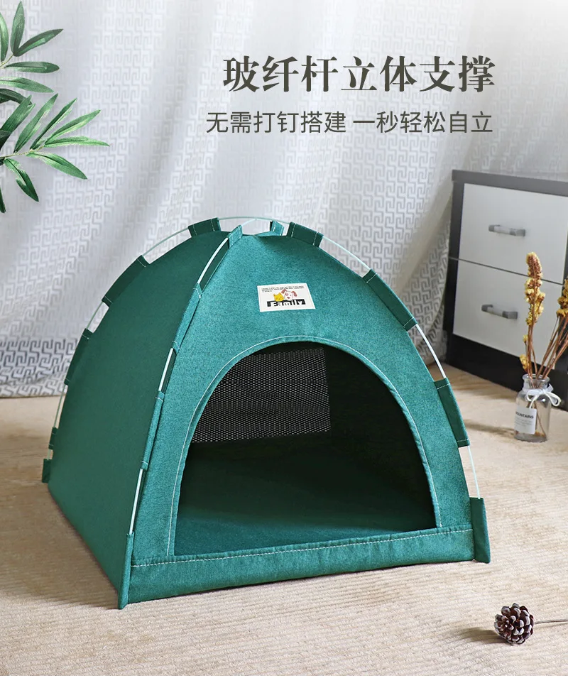 Pet Tent Bed Removable Cat Sofa Basket Canvas Semi-enclosed Cat House Dog Cave Hut Cat Sleeping Bed for Room Decor Pet Supplies
