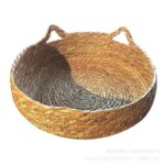 Rattan Weaving Cat Basket Bed With Soft Cushion Round Donut Design Cozy Warm Comfortable Sleeping Nest For Cats And Dogs - Image 4
