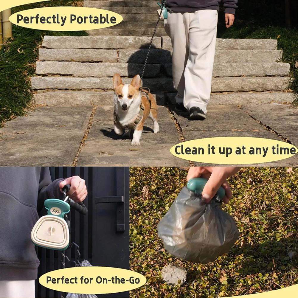 Dog Pet Travel Foldable Pooper Scooper Portable and Handheld Size Pet potty Fecal Collector Cleaning Tool With 1 Roll Trash bags