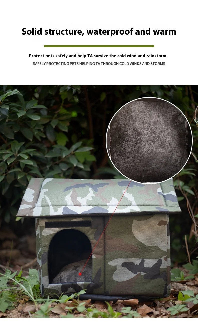 All Seasons Outdoor Rainproof Stray Cat Nest, Winter-Warm Closed House, Cold-Proof Cat House