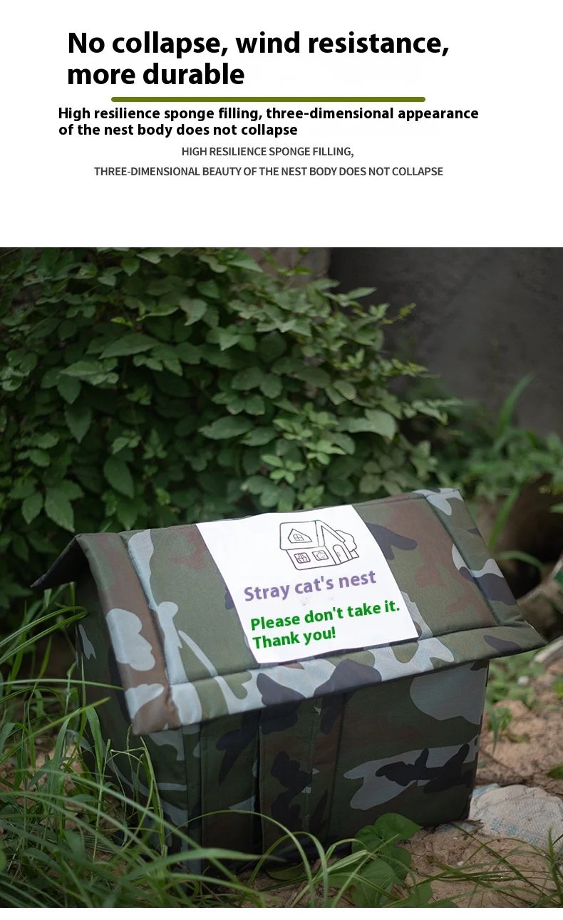 All Seasons Outdoor Rainproof Stray Cat Nest, Winter-Warm Closed House, Cold-Proof Cat House