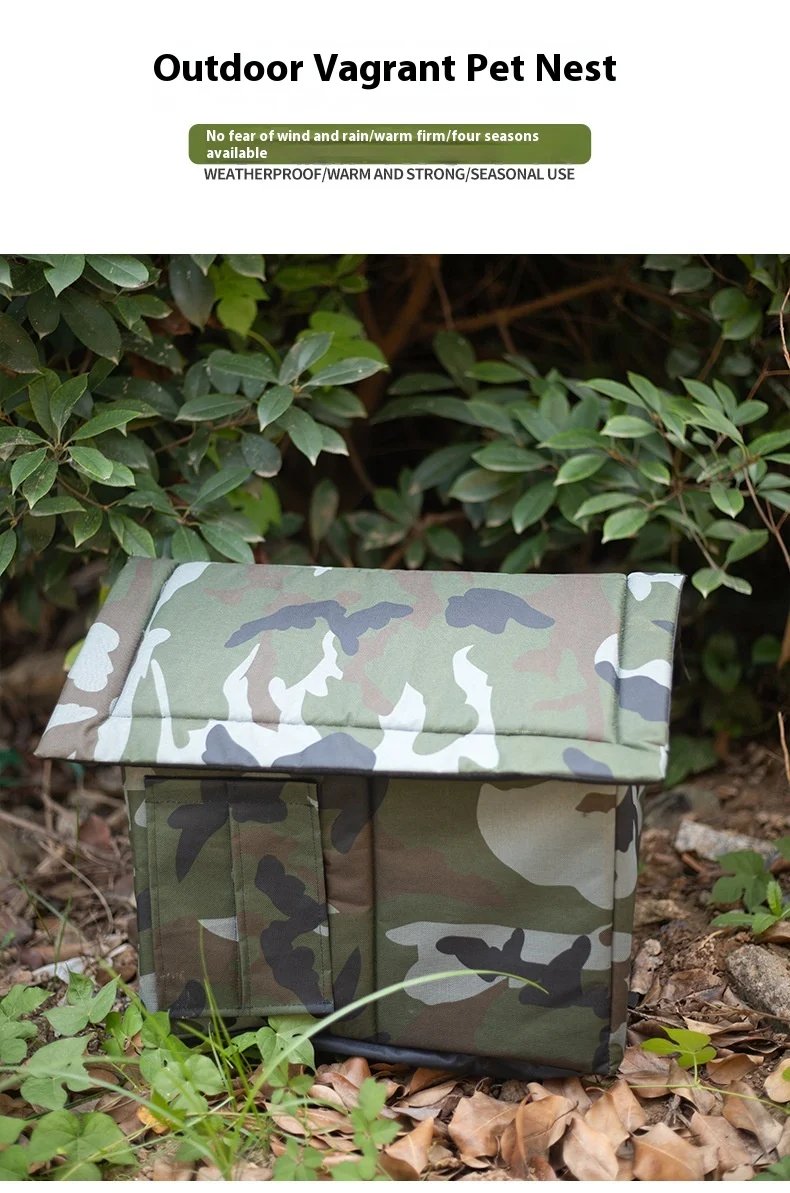 All Seasons Outdoor Rainproof Stray Cat Nest, Winter-Warm Closed House, Cold-Proof Cat House