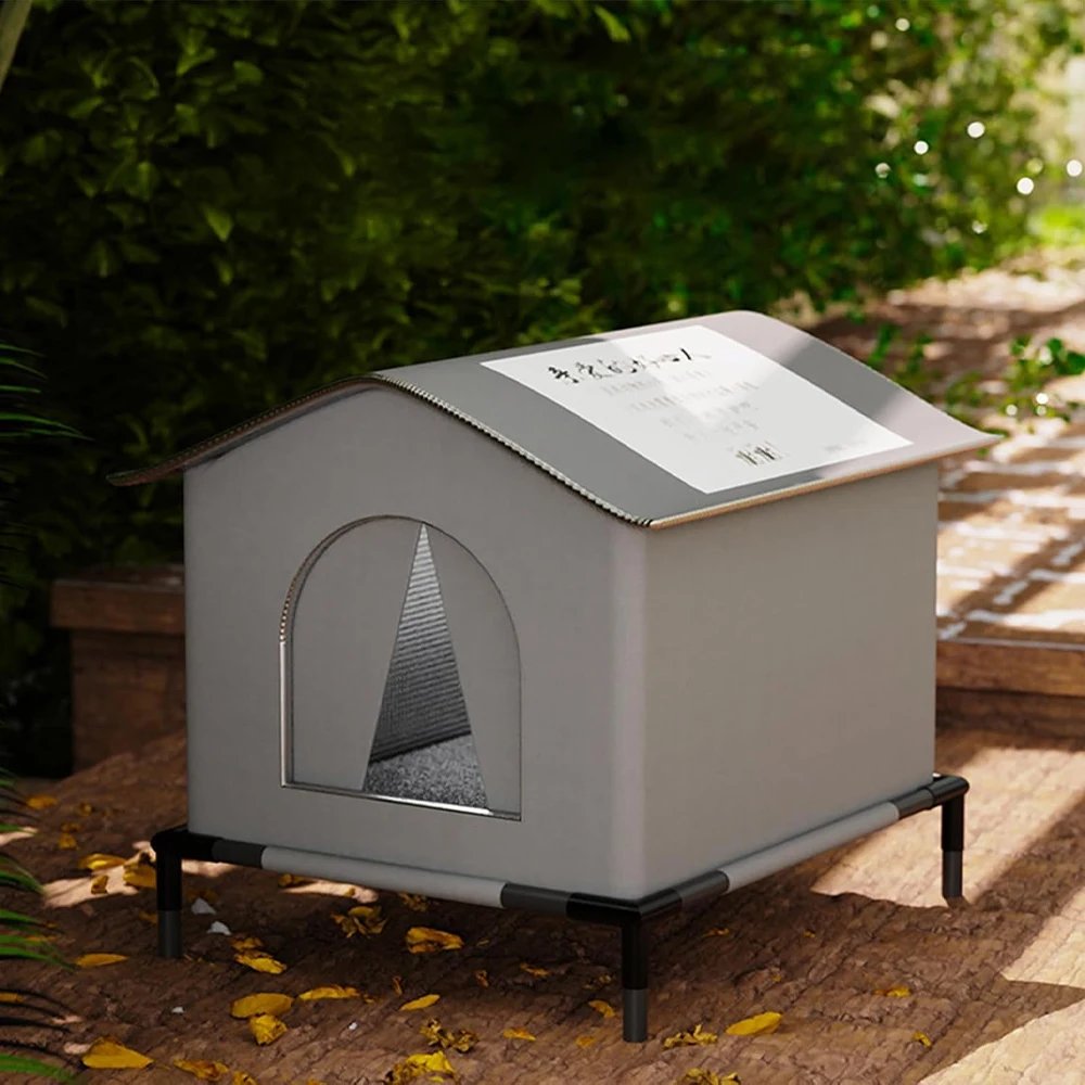 Stray Cat Houses with Mat Waterproof Winter Warm Shelter Foldable Pet Cave Nest Sleeping Beds for Outdoor Cats Small Dog Puppies