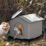 Stray Cat Houses with Mat Waterproof Winter Warm Shelter Foldable Pet Cave Nest Sleeping Beds for Outdoor Cats Small Dog Puppies