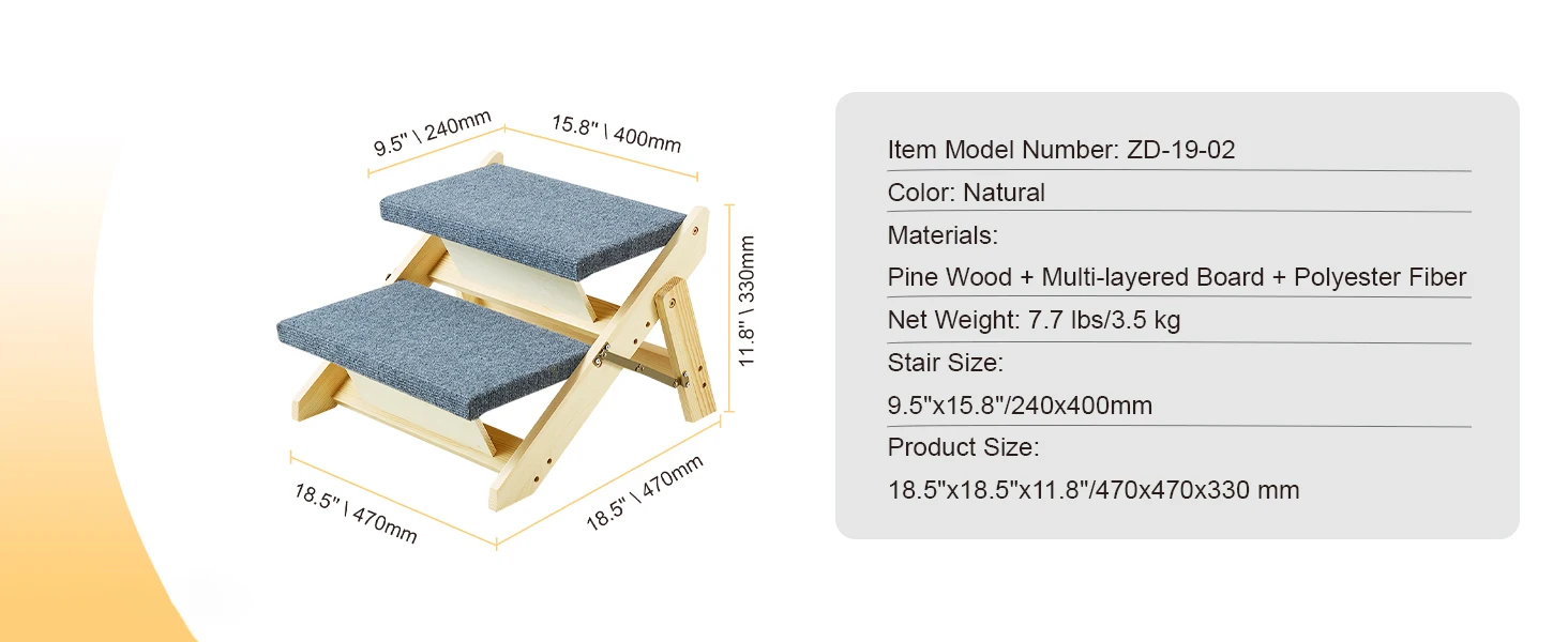 SucceBuy Wooden Pet Steps and Ramp Combo 2-in-1 Design Foldable Access for Beds Steps Structure for Pets of Small to Large Size SucceBuy Wooden Pet Steps and Ramp Combo 2-in-1 Design Foldable Access for Beds Steps Structure for Pets of Small to Large Size
